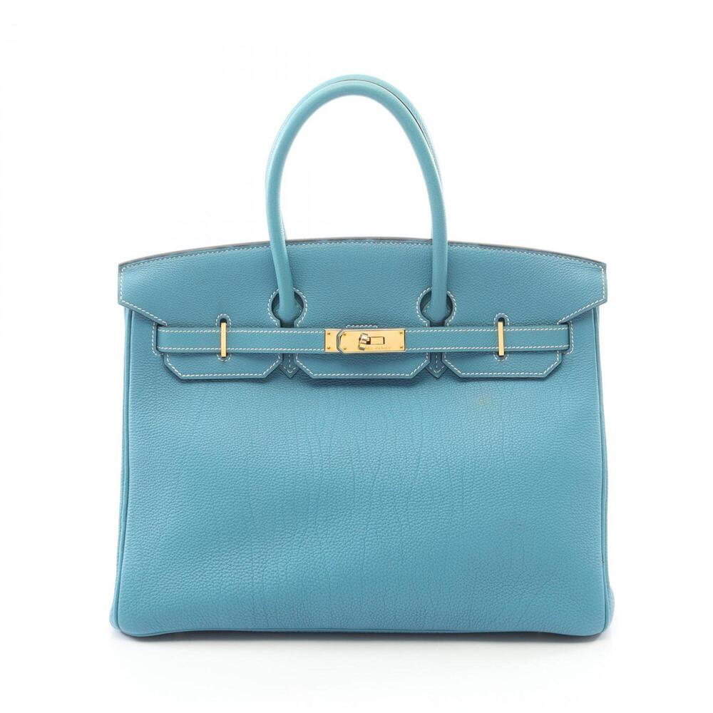Hermes Birkin 35 Blue Jean Handbag, Togo Leather, Women's, Blue, 027634CC